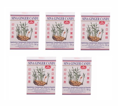 ANGEBOT: 5 x 56g SINA Ingwer Bonbons Ginger Bonbon Gingerbon Ingwerbonbons Süße