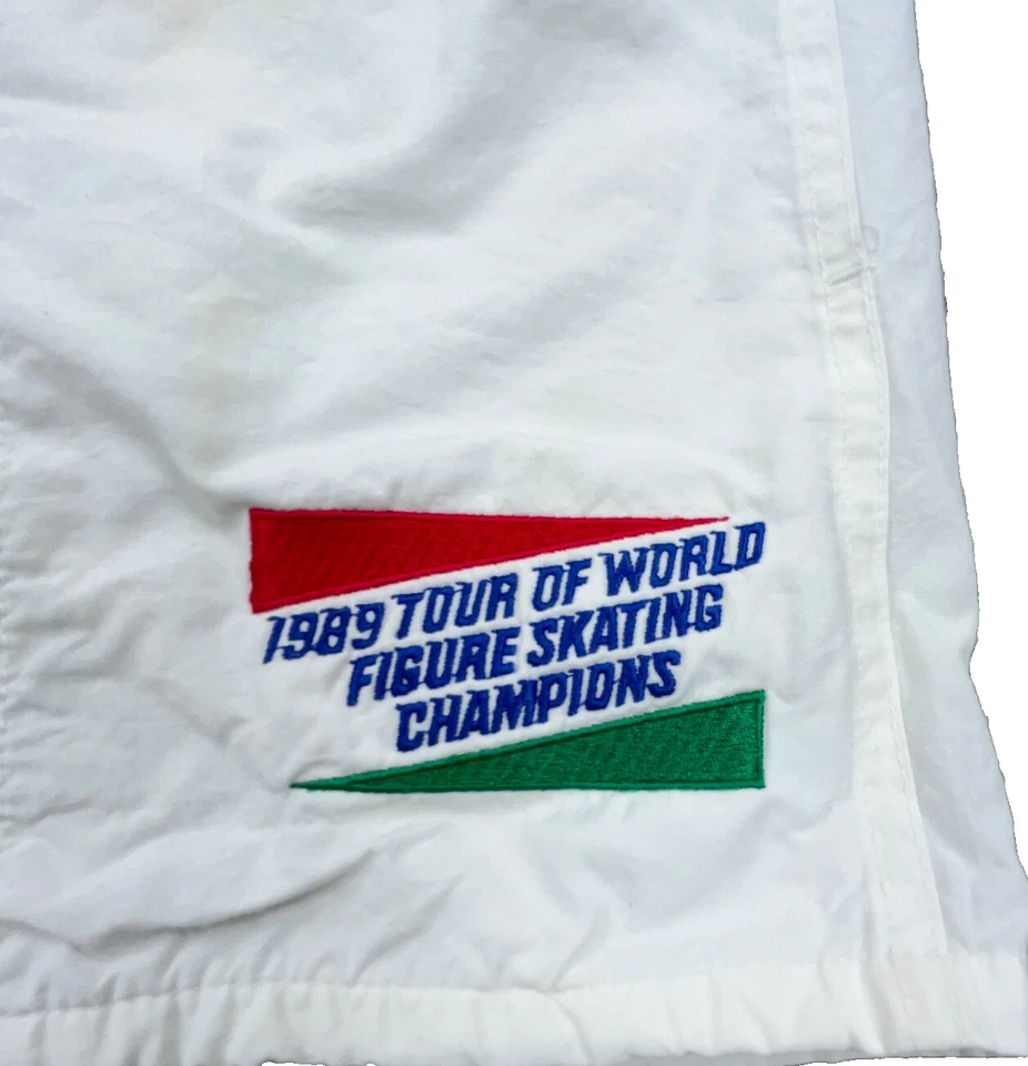 Pantalones cortos de patinaje artístico vintage para mujer pequeños blancos 1989 World Tour Champs años 80 EE. UU. Foto 3 de 4