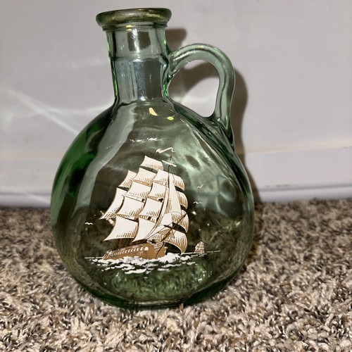Vintage Ship Decanter Old Fitzgerald 1849 Flagship Green Glass Nautica Bar - Picture 3 of 8
