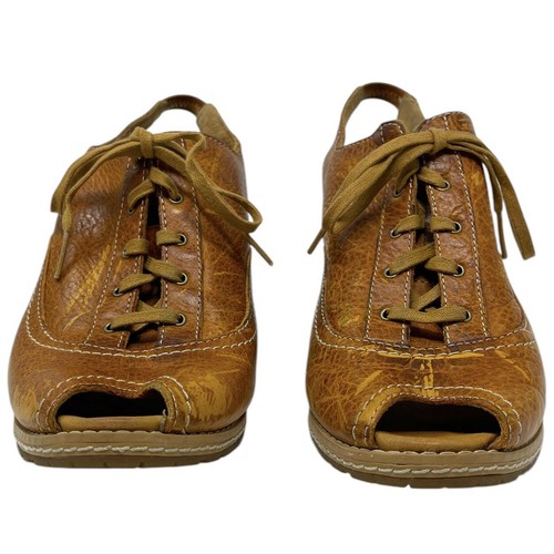 Timberland Earthkeepers US Size 9 Brown Leather Peep Toe Sling Back Wedge Heels - Picture 2 of 17