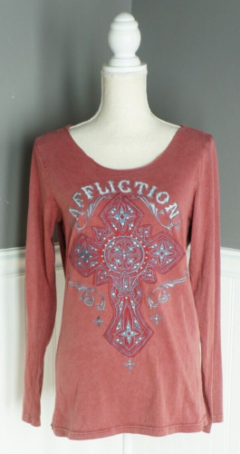 Affliction Women's L Long Sleeve Embroidered Jewel