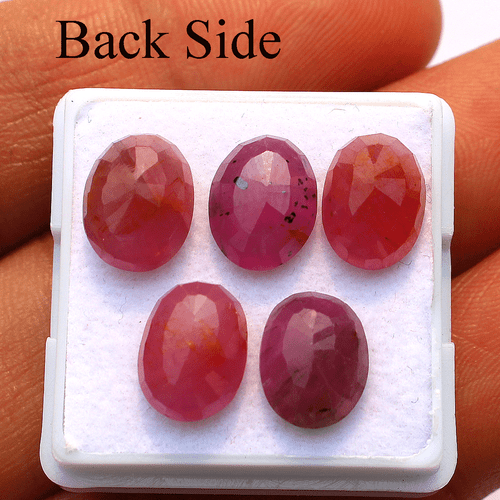 5 Pcs Mozambique Natural Ruby Untreated 9.8mm-10.3mm Oval Faceted Cut Gemstones - Picture 6 of 9