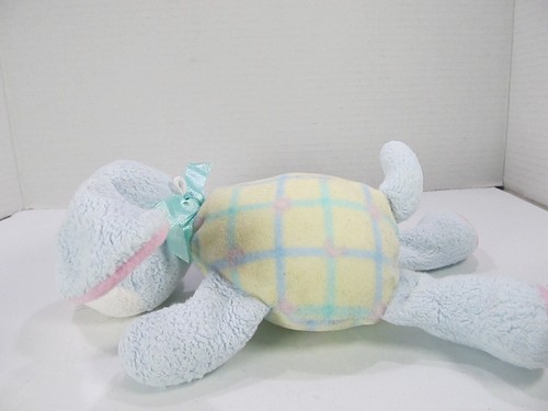 Eden Puppy Dog Rattle Pastel Pink Yellow Plaid Plush Stuffed Animal Baby Toy - Picture 3 of 9