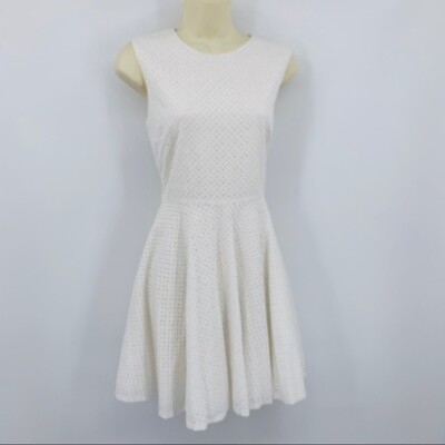DVF Diane von Furstenberg Jeannie white eyelet fit & flare shift dress new 8
