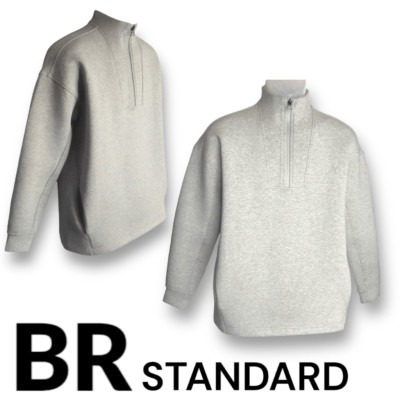 BR Standard Sweater Men's XS LS Half Zip Gray Scuba Sweater Banana Republic