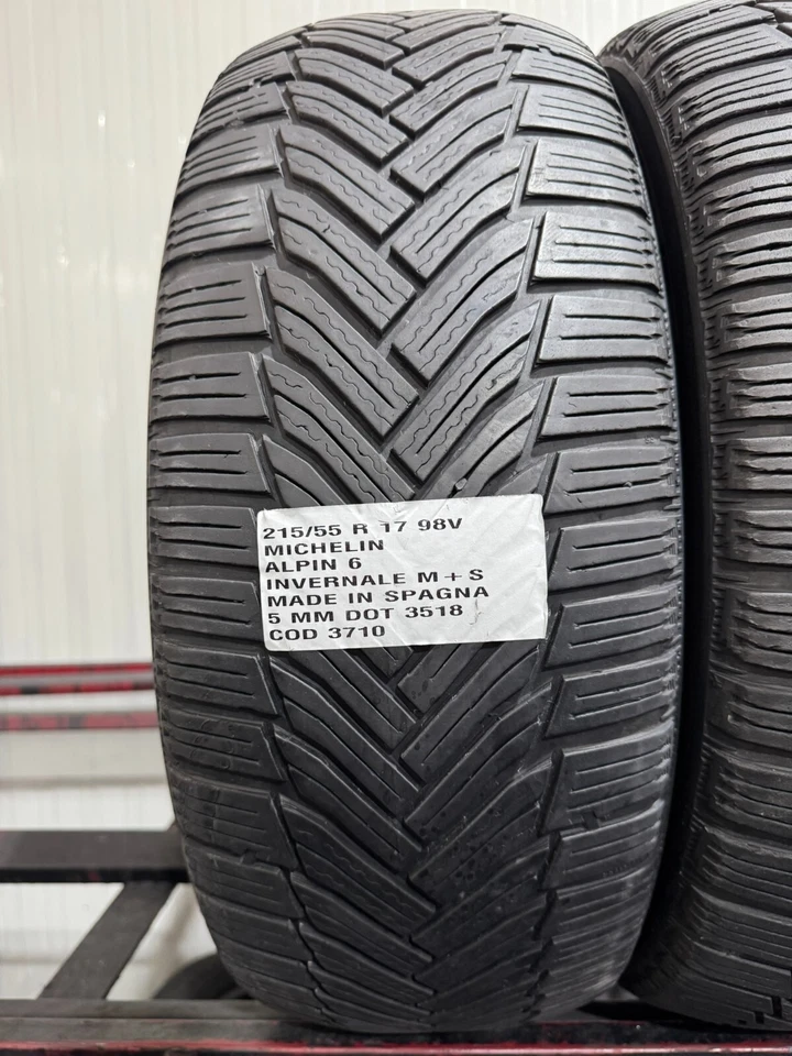 2 PNEUS D'OCCASION 215/55 R 17 98V MICHELIN HIVER M+S 5 MM DOT 3518 CAOUTCHOU... - Photo 3/4