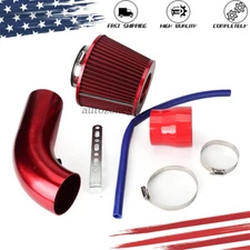 Red Cold Air Intake Filter Induction Kit Pipe Power Flow Hose System Car Kit Red