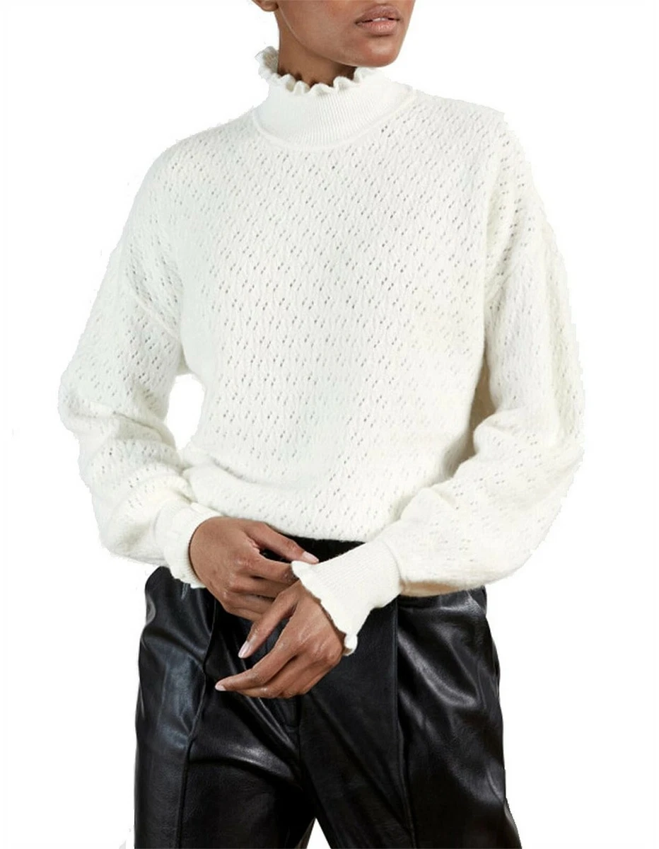 NWT Ted Baker London White Yolliey Gauge Pointelle Sweater Size 2