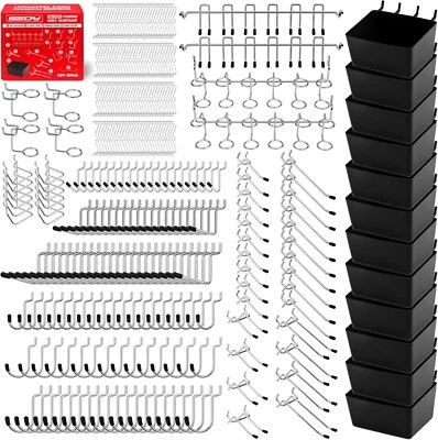 BRANDED Pegboard Organizer Peg Board Hooks 121 or 300-Piece Hooks for Black