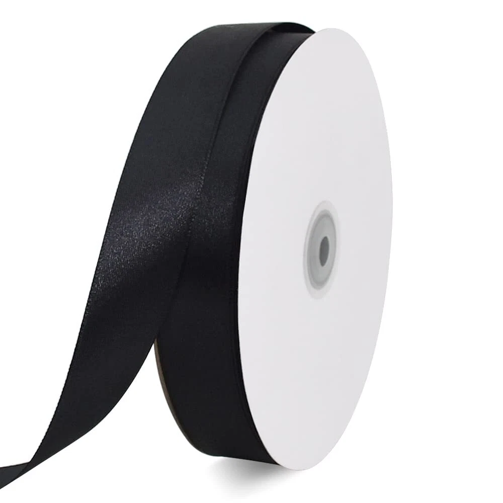 Thin black cheap satin ribbon