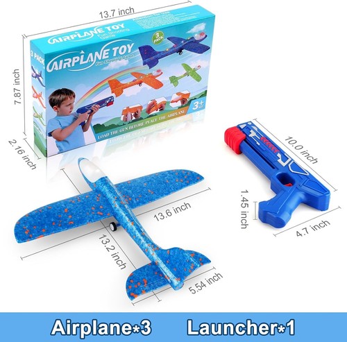 Durable LED Foam Airplanes - 3 Pack with Launchers for Safe Outdoor Adventures - Picture 8 of 8
