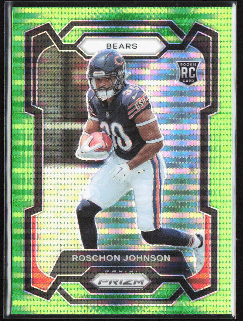 2023 Panini Prizm Roschon Johnson Neon Green Pulsar Rookie #314 Bears