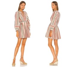 Ulla Johnson Julia Mini Dress Striped In Rosewood Tan Pink Green Size 2 NWT