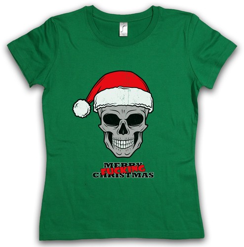 CHRISTMAS SKULL WOMAN T-SHIRT Santa 