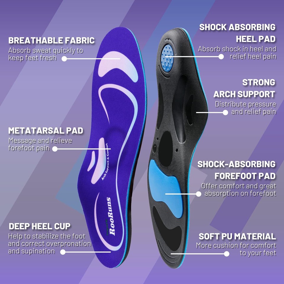 220Lbs Plantar Fasciitis Arch Support Insoles Gel Orthotic Shoe Inserts