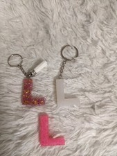 Resin Handmade Initial Letter L Keychain, Bag Charm w/Tassel Accessory Handbag