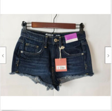 NWT Mossimo Women's Denim Shorts Dark Wash High Rise Raw Hem Size 3