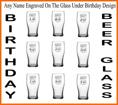 Personalisiertes Geburtstag Design Pint Tulpe Bierglas 18 21 30 40 50 60 70 80 90