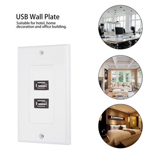 Dual Port USB2.0 Wall Plate Panel For Home Office Building Hotel Decoration - Picture 5 of 10