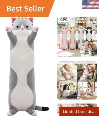 Versatile Long Cat Plush Pillow, 19.7 Inches - A Unique Gift for Any Occasion