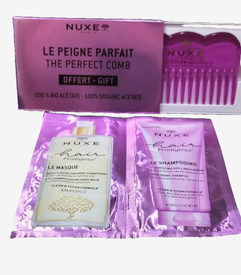 Nuxe Hair Prodigieux High Shine Shampoo & Mask Samples + Nuxe Travel Comb