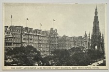 Edinburgh Scotland Scott Monument Princes St Gardens Royal Hotel Postcard