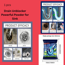 Drain Unblocker Powerful Powder Sink Toilet Bath Pipe Cleaner Removes Blockages