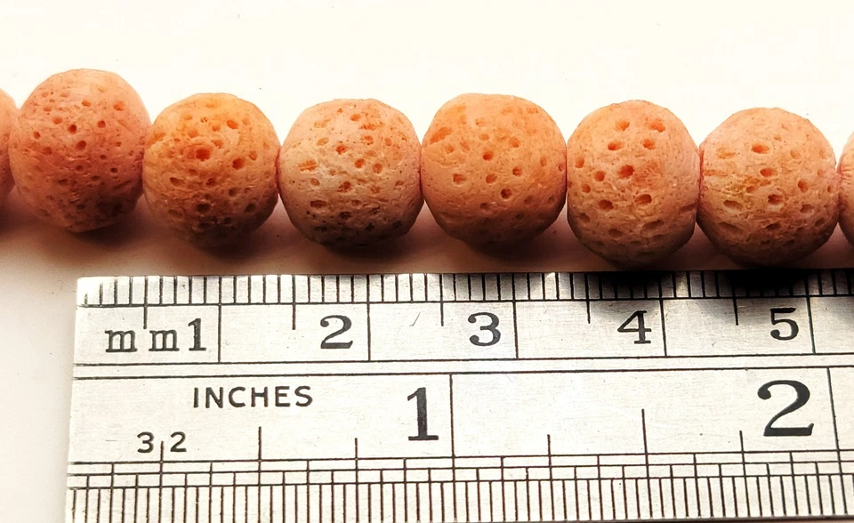 Collar De Perlas Graduadas De Coral De Manzana Rosa Natural Vintage De 16" - Imagen 3 de 3