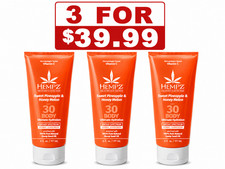 Hempz Daily Body Sunscreen SPF 30, Sweet Pineapple and Honeymelon LOT OF 3