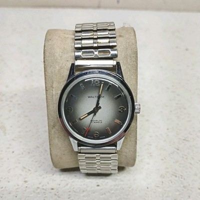 Vintage 34mm Waltham Incabloc 17 Jewel Red Arrow Gray Dial Mechanical Watch