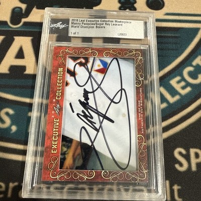 2018 Leaf Executive 1/1 Manny Pacquiao Sugar Ray Leonard Dual Auto Cut SSP
