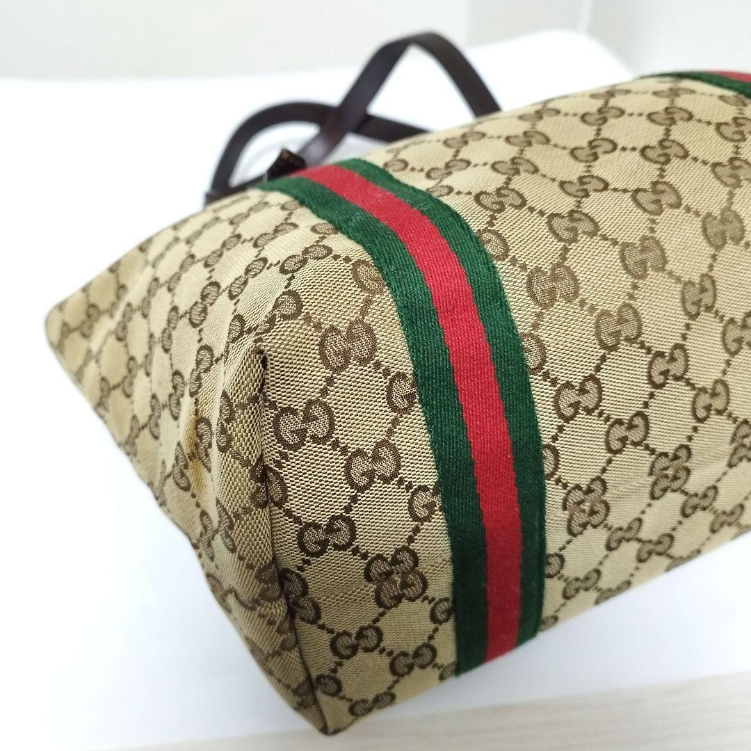 GUCCI Sherry Canvas Tote Bag Brown A4 Shoulder Authentic Excellent Condition thumbnail 4