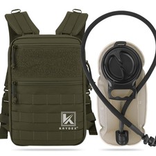 KRYDEX Tactical Hydration Pack 1.5L Water Bladder Carrier MOLLE Backpack Green