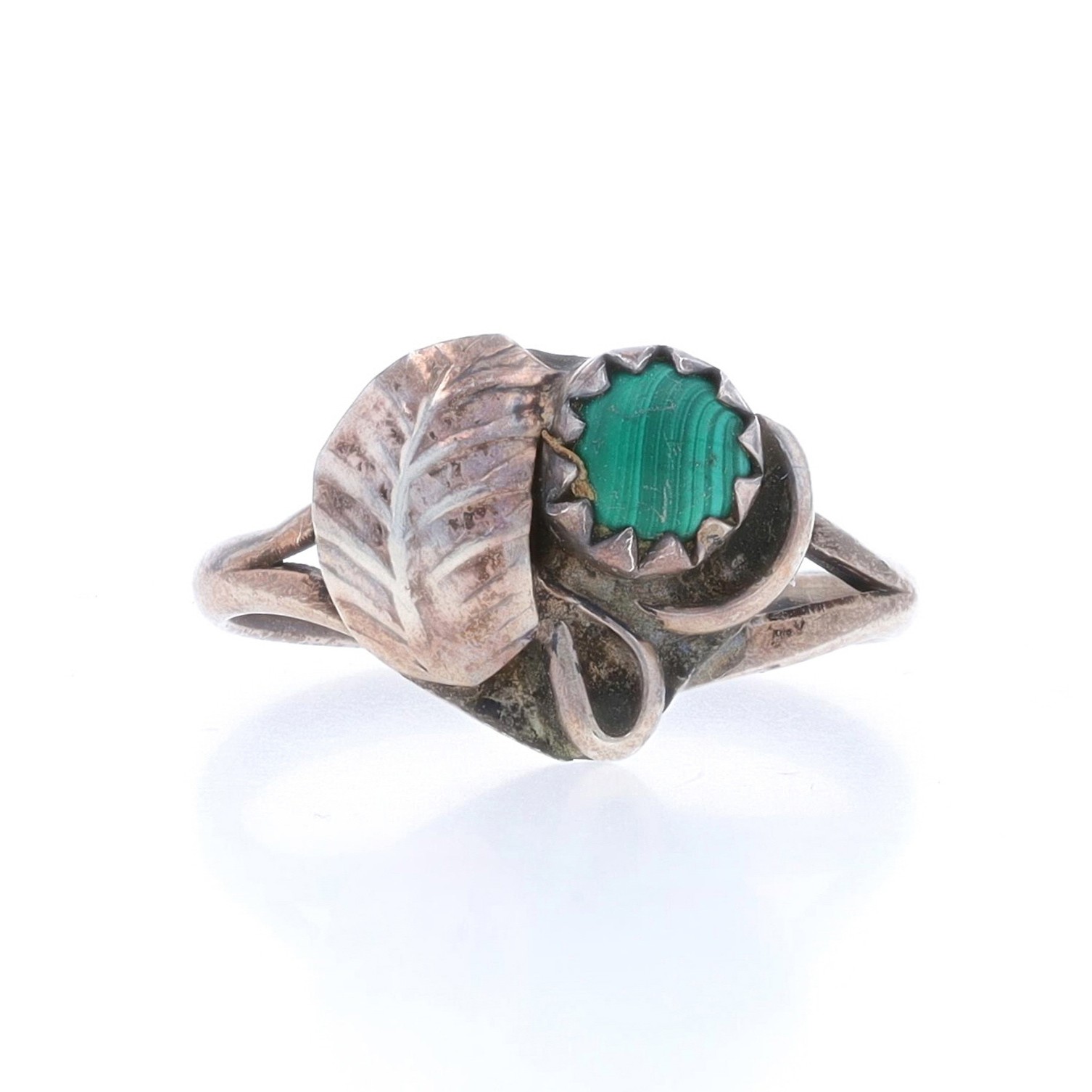 Native American Malachite Solitaire Ring - Sterli… - image 1