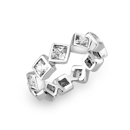 6mm Cubic Zirconia Silver Pendant Necklace - 18" Simple SP Design, Eternity Style Jewelry 7 thumbnail image