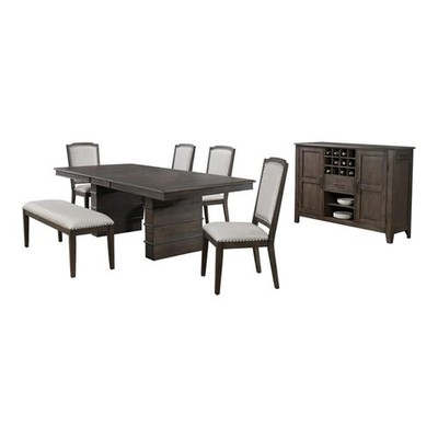 Sunset Trading Cali 7-Piece 96'' Rectangular Extendable Wood Dining Set in Brown