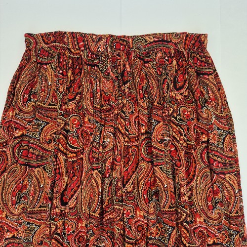 ORVIS Skirt Small Red Midi Paisley Comfort Waist Drawstring - Picture 2 of 11
