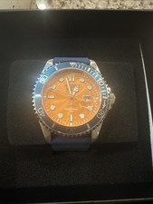 Mens Invicta Pro Diver Stainless Steel Orange Dial Men's Wrist Watch Pre Owned