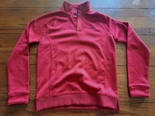 Under Armour Cold Gear Long Sleeve 1/4 Snap Ribbed Pullover Youth Large Red
