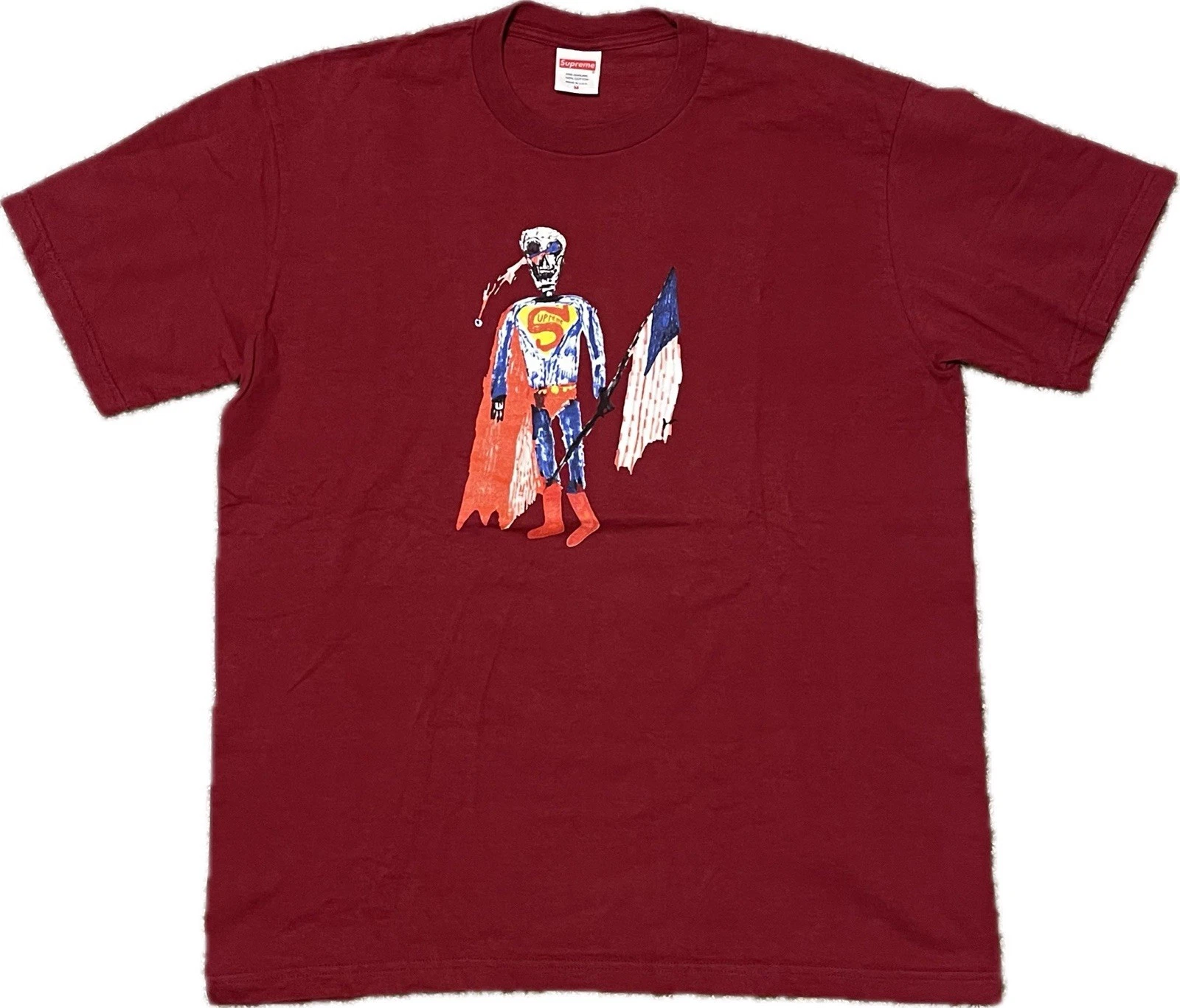 TEE SHIRT SQUELETTE SUPRÊME CARDINAL TAILLE MEDIUM SS21 AUTHENTIQUE