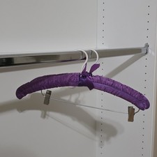 Set of 2 Satin Padded Clothes Hangers Lingerie Purple Hangers