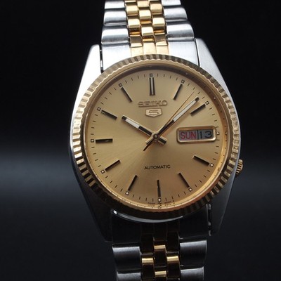 Vintage SEIKO 5 7009-3110 Goldcombi SunBurst ENG/Roman/OH, Serviced