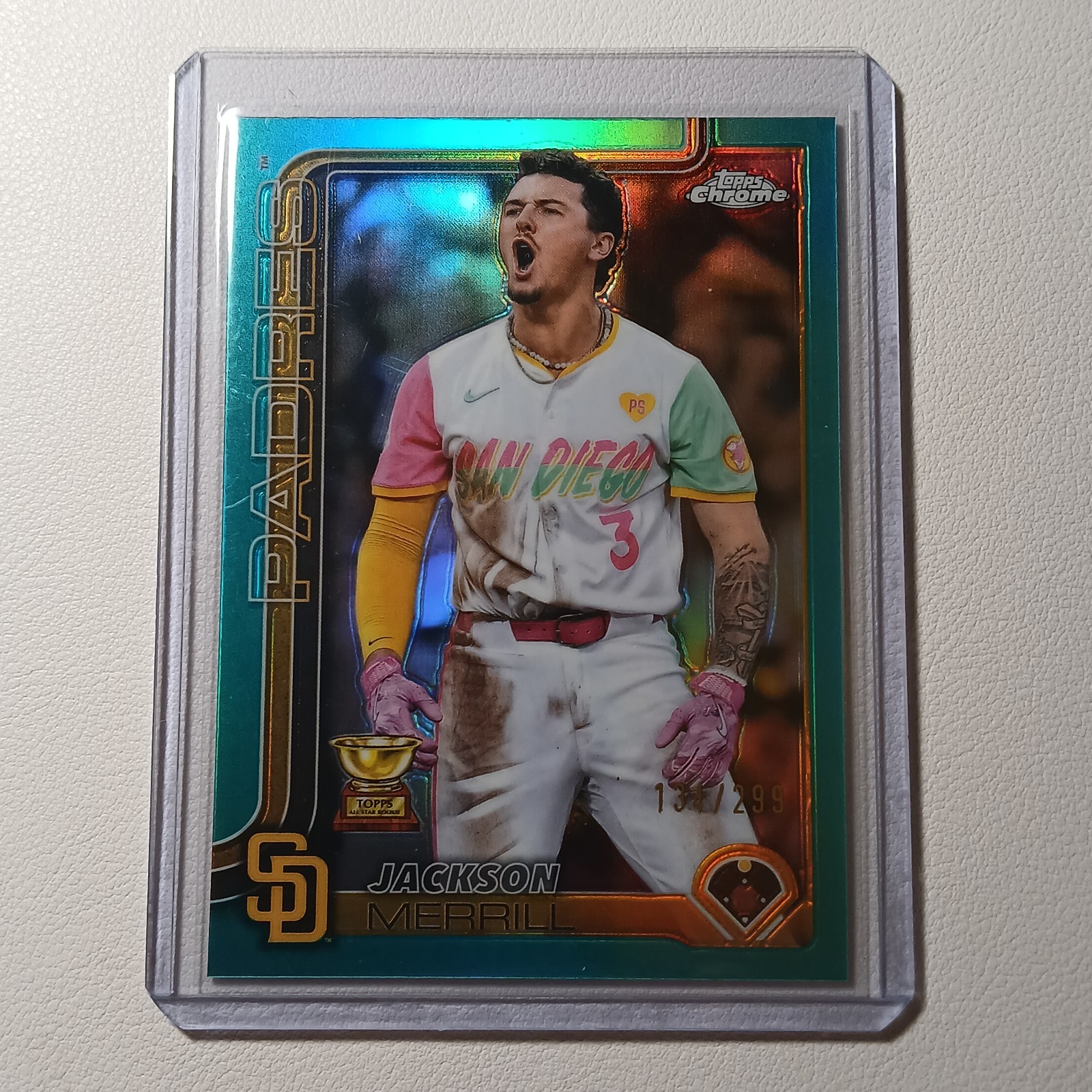 2025 Topps Chrome - Jackson Merrill #61 Teal Refractor /299 Color Match Padres
