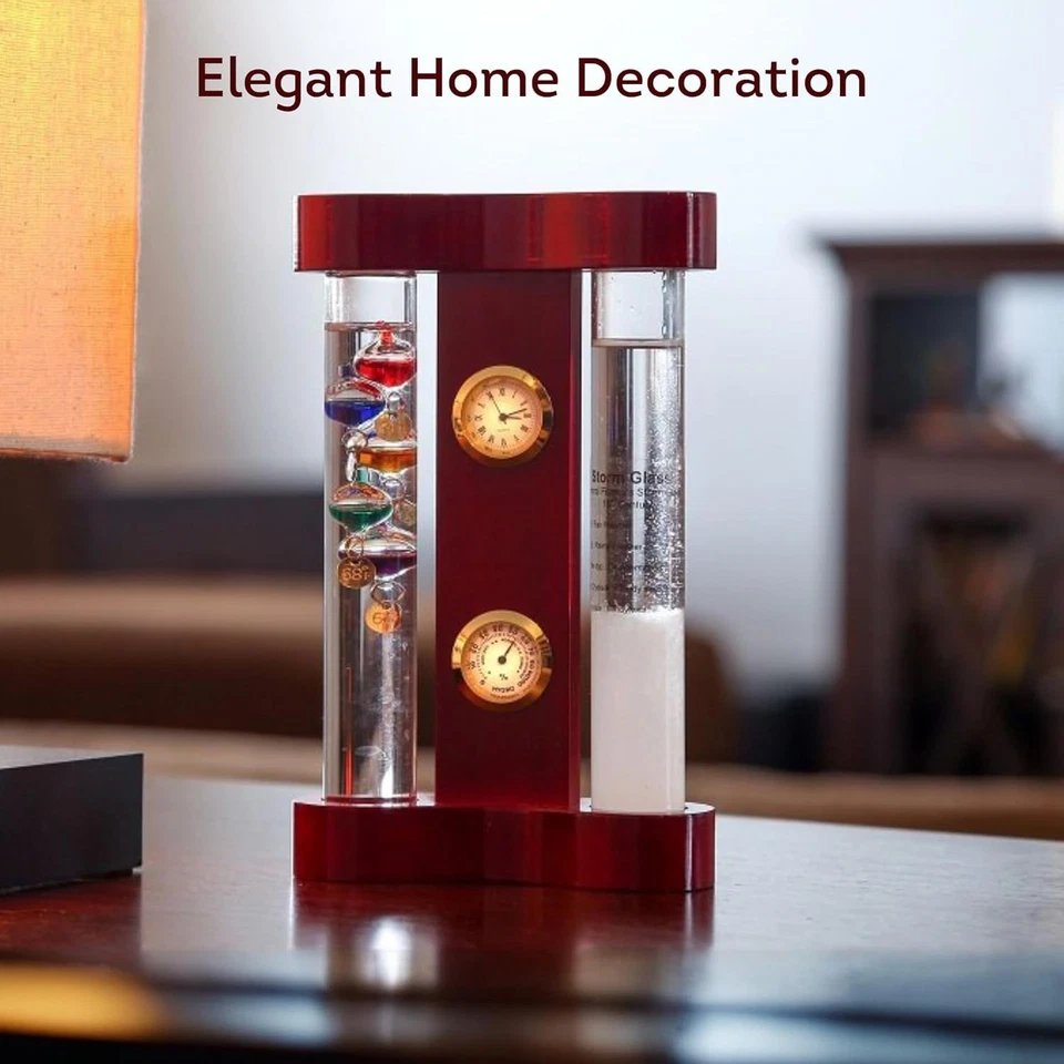 Estación Meteorológica Analógica Lily's Home con Termómetro Galileo, Caoba  Foto 3 de 4