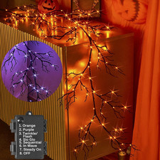 Halloween Garland with Lights 120 Orange and Purple Bi-Color Fairy Lights 8 Func