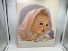 Northern Bath Tissue Baby Girl Print Pink Blanket American Beauty F Hook 11x14