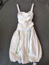 ASOS DESIGN ruched puff hem midi dress with green satin bow 2