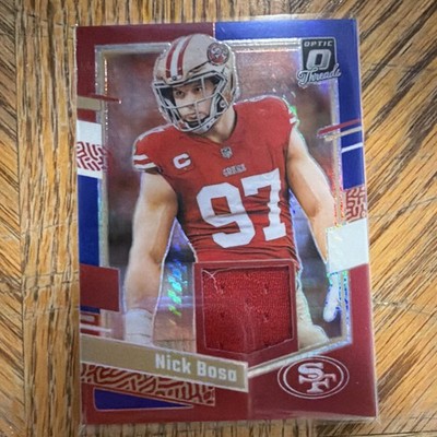 Panini 2023 Donruss Optic Nick Bosa #DT-NB 49ers Blue Hyper Prizm Threads MEM