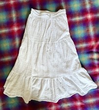 White midi skirt with ruffles and tie waist fairycore cottagecore summer Sz S