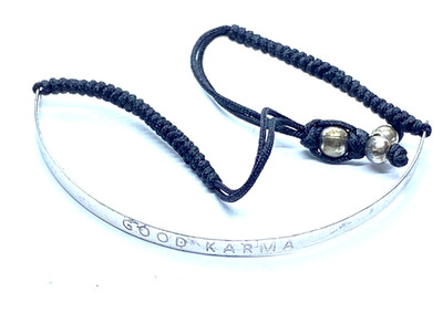 Armband Sterlingsilber schwarz Kordel GOOD KARMA verstellbar
